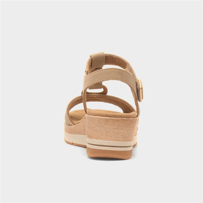 Mandalay Womens Beige Wedge T-Bar Sandal