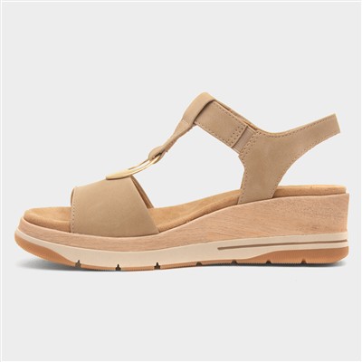 Mandalay Womens Beige Wedge Sandal