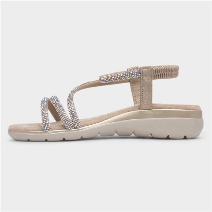 Quartz Womens Gold Strappy Sandal
