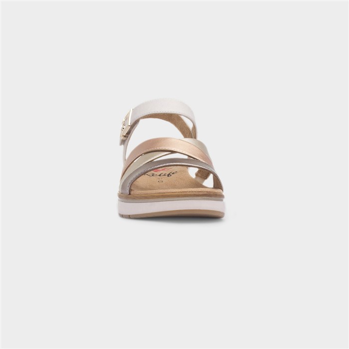 Perth Womens Cream Wedge Strappy Sandal