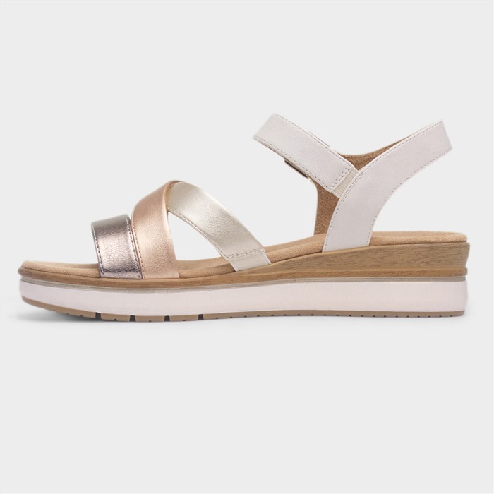 Perth Womens Cream Wedge Strappy Sandal