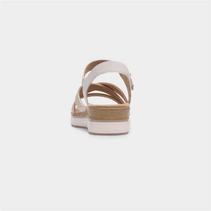 Perth Womens Cream Wedge Strappy Sandal
