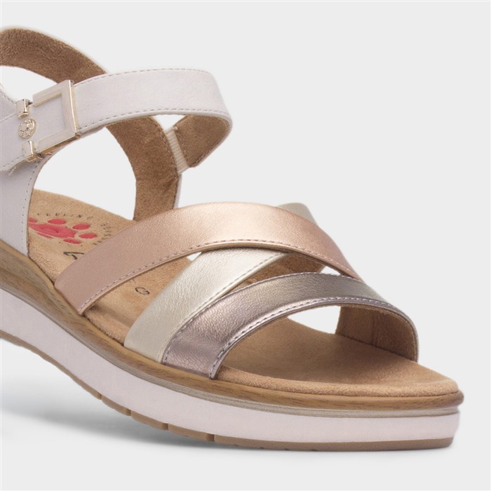 Perth Womens Cream Wedge Strappy Sandal