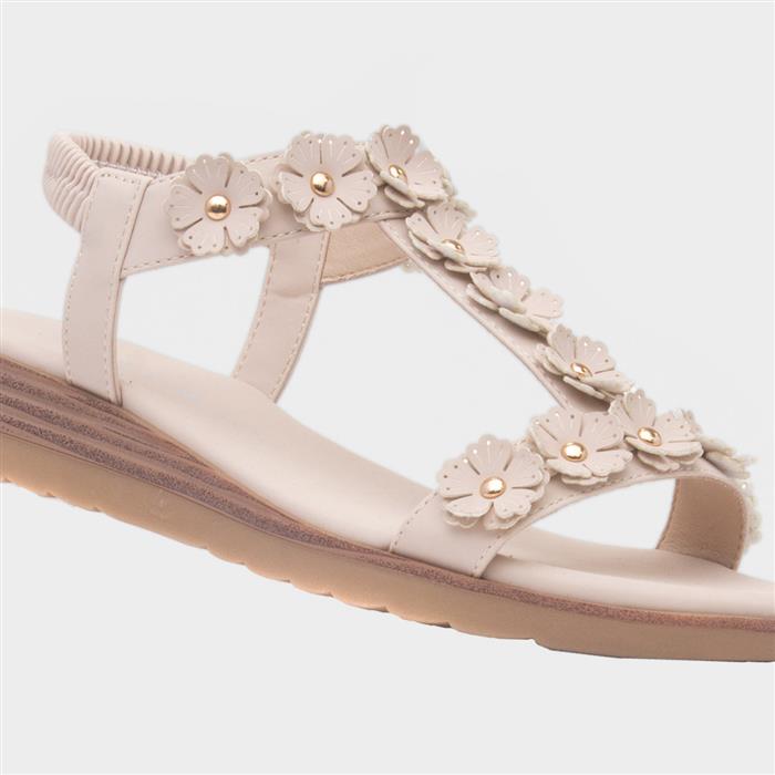 Lilley & Skinner Cyprus Womens Beige Flower Sandal-19210 | shoezone