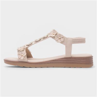 Cyprus Womens Beige Flower Sandal