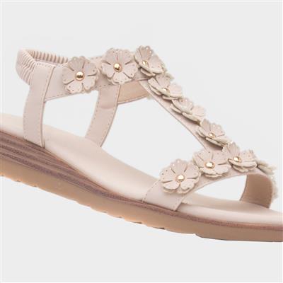 Cyprus Womens Beige Flower Sandal