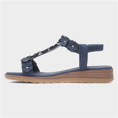 Cyprus Womens Navy Flower Sandal