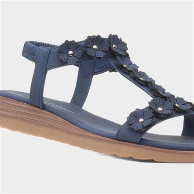 Cyprus Womens Navy Flower Sandal