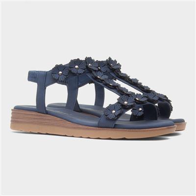 Cyprus Womens Navy Flower Sandal