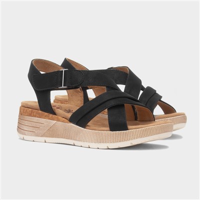 Maldives Womens Black Wedge Sandal