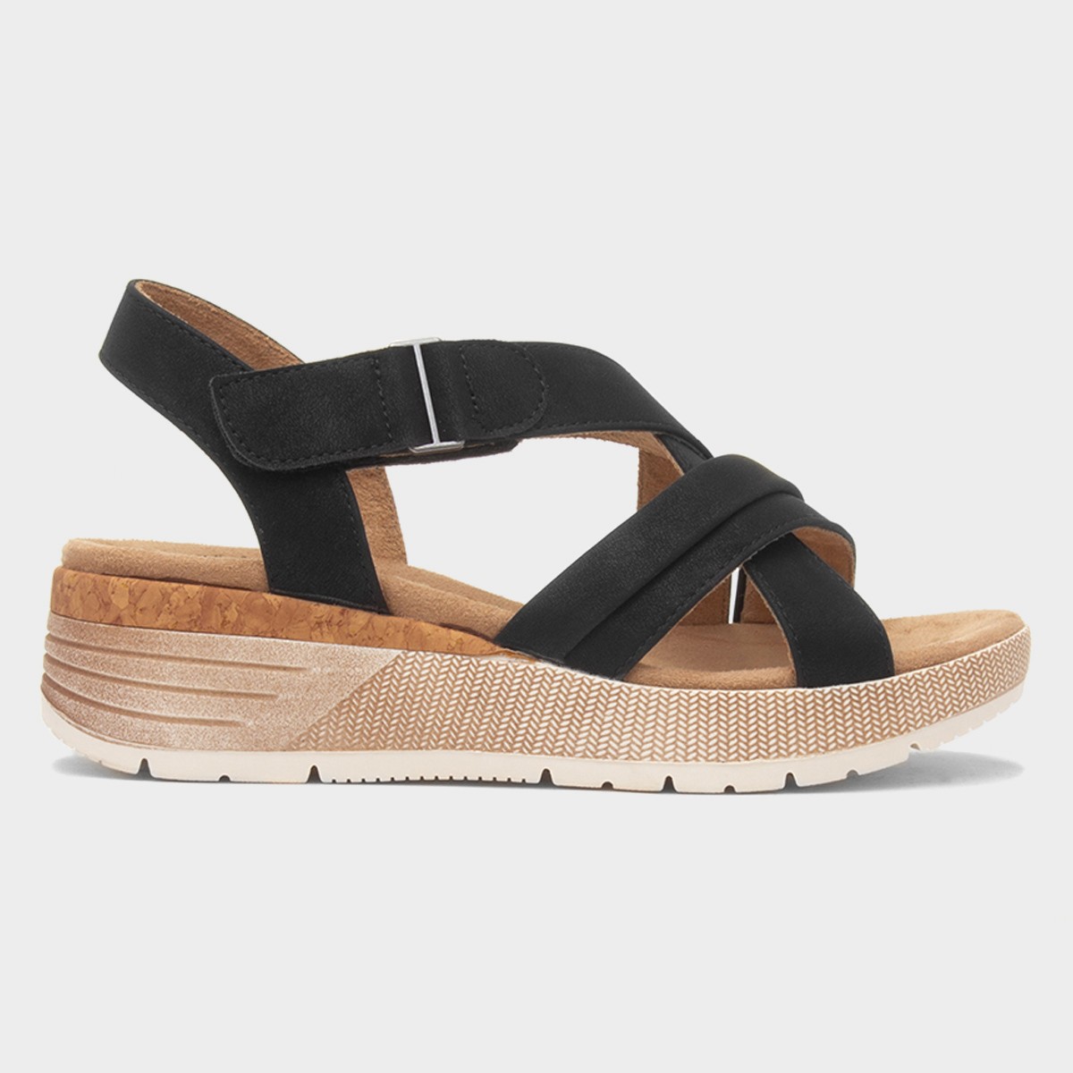 Maldives Womens Black Wedge Sandal