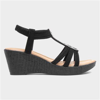 Shania Womens Black Wedge Sandal