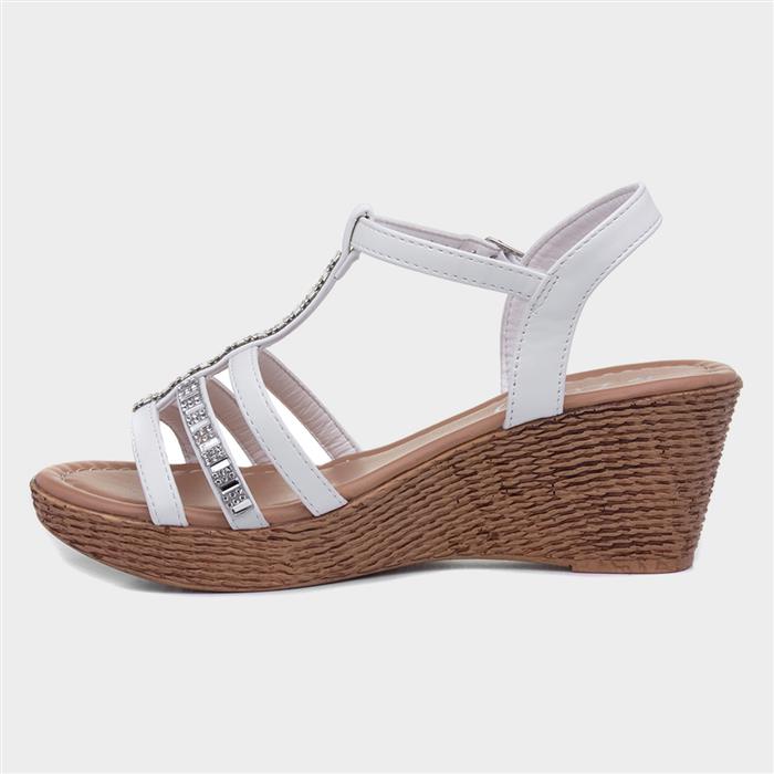 Lilley Womens Wedge Sandal in White19221 Shoe Zone