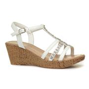 Lilley Womens White Diamante Open Toe Wedge Sandal (Click For Details)