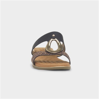 Paradise Womens Black Wedge Mule Sandal