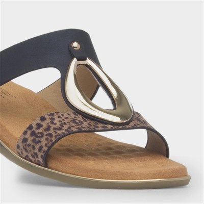 Paradise Womens Black Wedge Mule Sandal