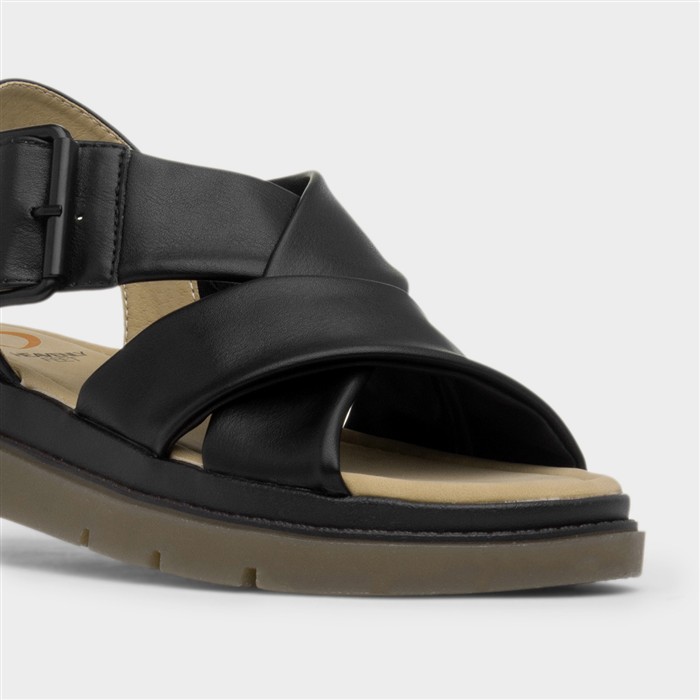 Amiee Womens Black Cross Over Sandal