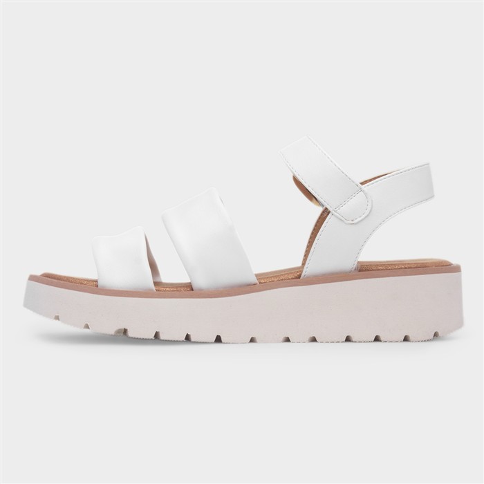 Fleur Womens White Wedge Sandal