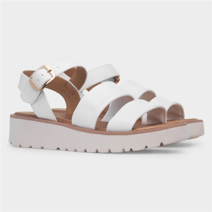 Fleur Womens White Wedge Sandal