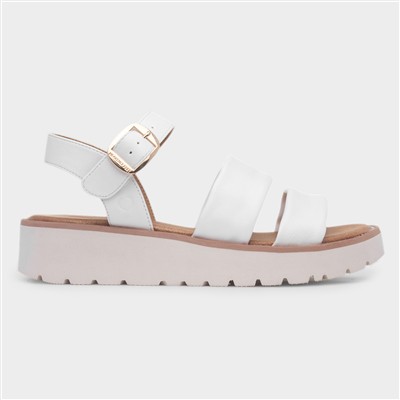 Fleur Womens White Wedge Sandal