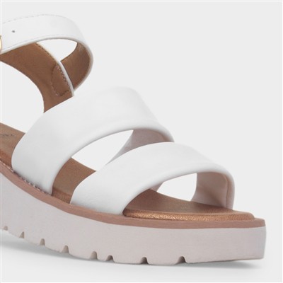 Fleur Womens White Wedge Sandal
