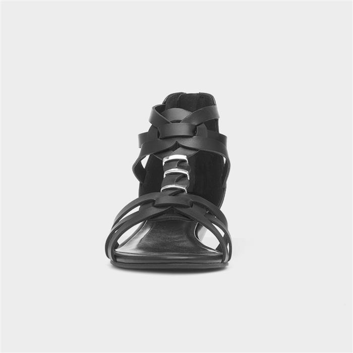 Womens Black Wedge Zip Up Gladiator Sandal