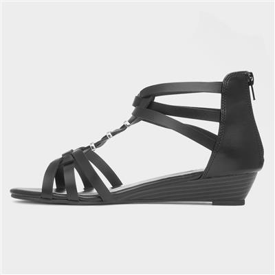 Womens Black Wedge Gladiator Sandal