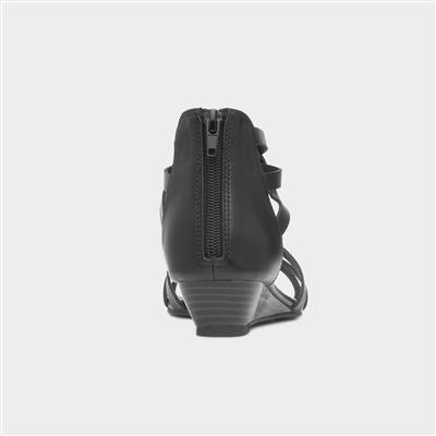 Womens Black Wedge Gladiator Sandal