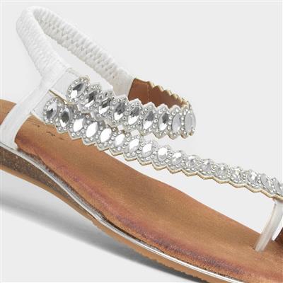 Novella Womens White Toe Post Sandal