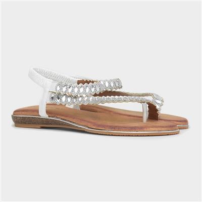 Novella Womens White Toe Post Sandal