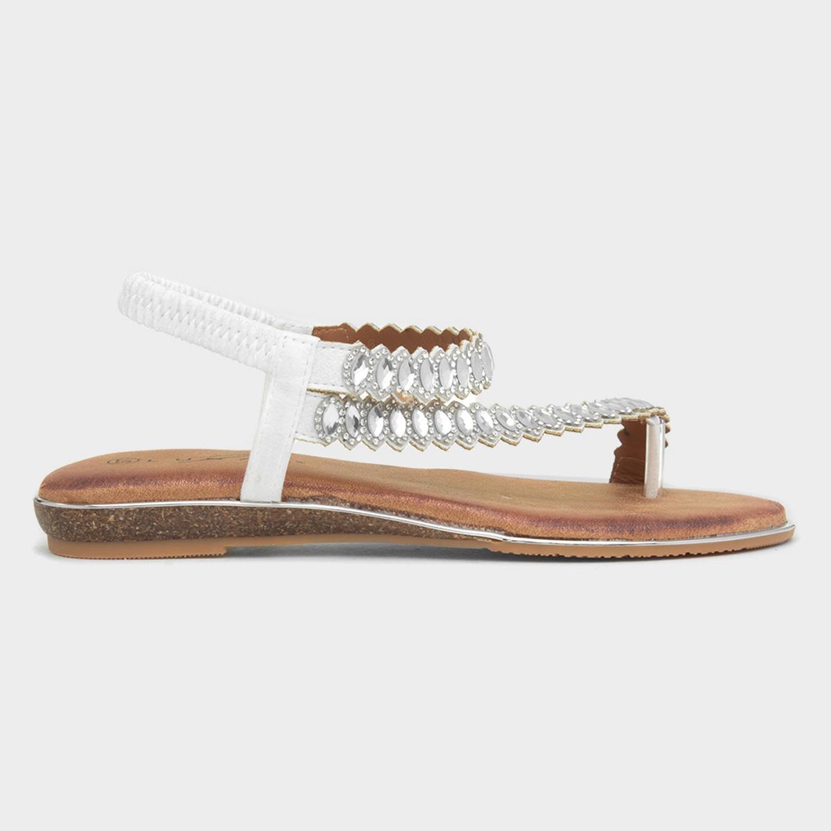 Novella Womens White Toe Post Sandal