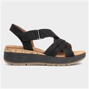 Relife Sukie Womens Black Strappy Wedge Sandal (Click For Details)