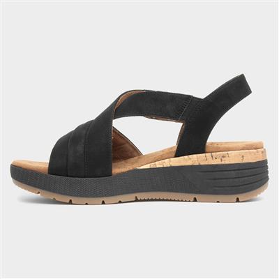 Sukie Womens Black Strappy Wedge Sandal
