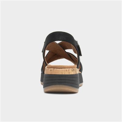 Sukie Womens Black Strappy Wedge Sandal