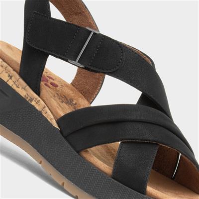 Sukie Womens Black Strappy Wedge Sandal