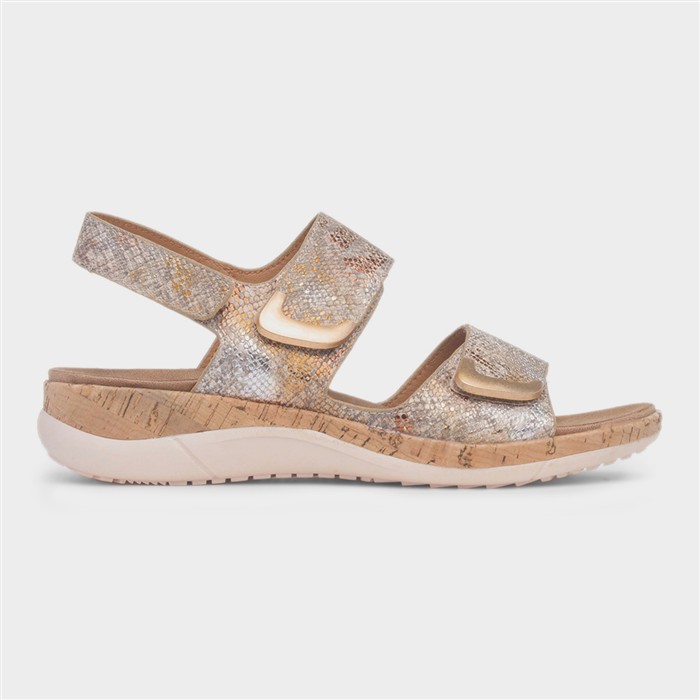 Beatrice Womens Gold Easy Fasten Sandal