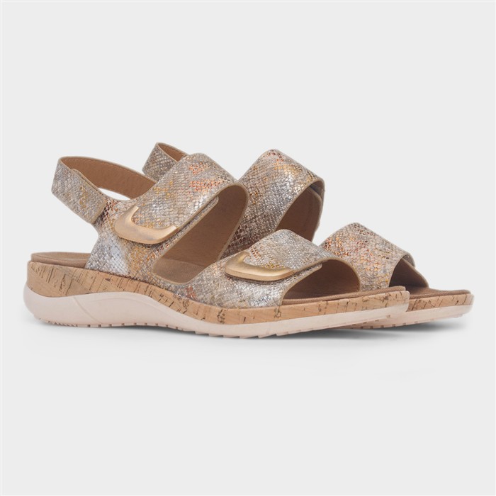 Beatrice Womens Gold Easy Fasten Sandal
