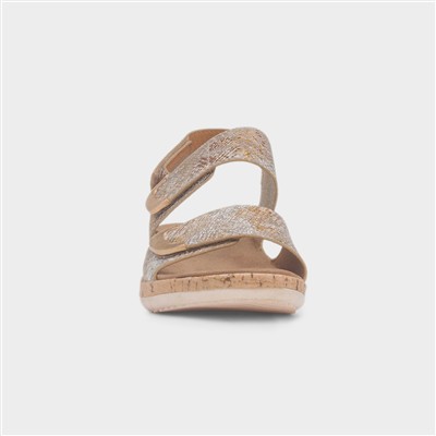 Beatrice Womens Gold Easy Fasten Sandal