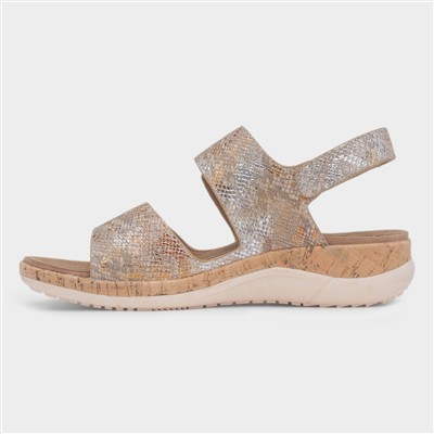 Beatrice Womens Gold Easy Fasten Sandal