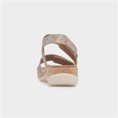 Beatrice Womens Gold Easy Fasten Sandal