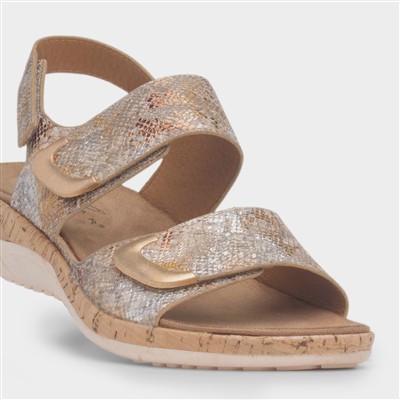 Beatrice Womens Gold Easy Fasten Sandal