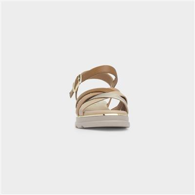 Ohio Womens Tan Strappy Wedge Sandal