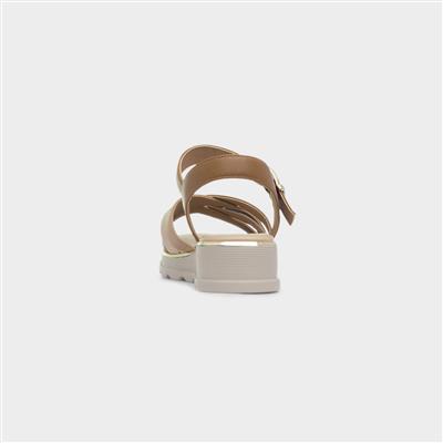 Ohio Womens Tan Strappy Wedge Sandal