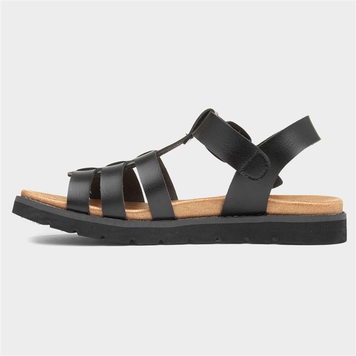 Saltwater Womens Black Buckle Sandal