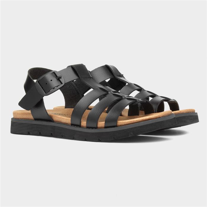 Saltwater Womens Black Buckle Sandal