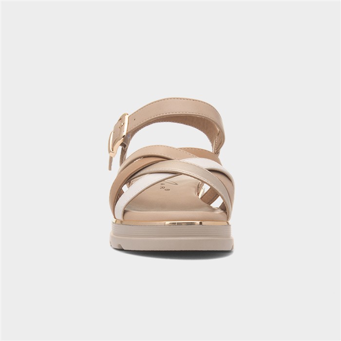 Ohio Womens Beige Strappy Wedge Sandal