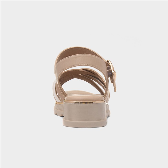 Ohio Womens Beige Strappy Wedge Sandal