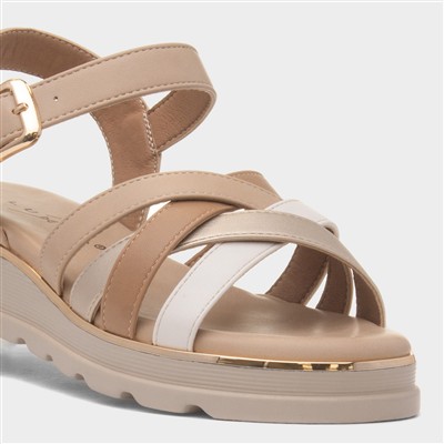 Ohio Womens Beige Wedge Sandal