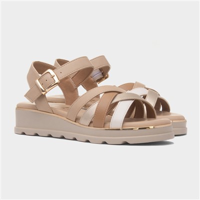 Ohio Womens Beige Wedge Sandal