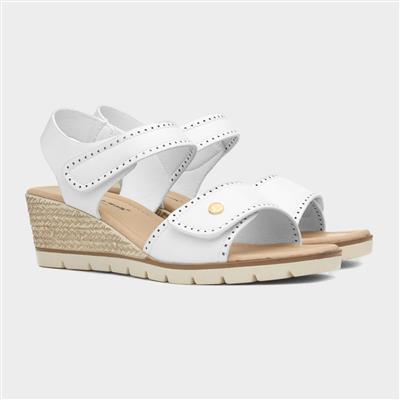 Mercury Womens White Wedge Sandal